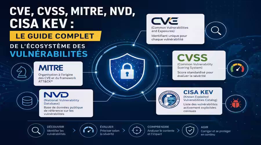 CVE, CVSS, MITRE, NVD, CISA KEV : le guide complet